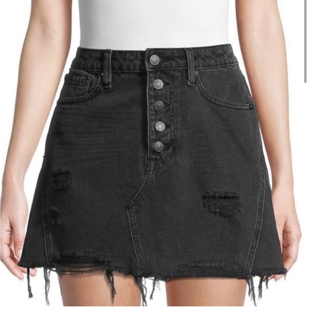COPY - Free People grey wash denim mini skirt